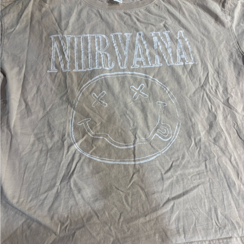 H&M Beige Short Sleeve Nirvana Graphic Tee - large